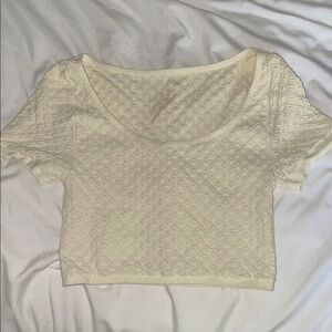 Free People Cream Textured Crop Top